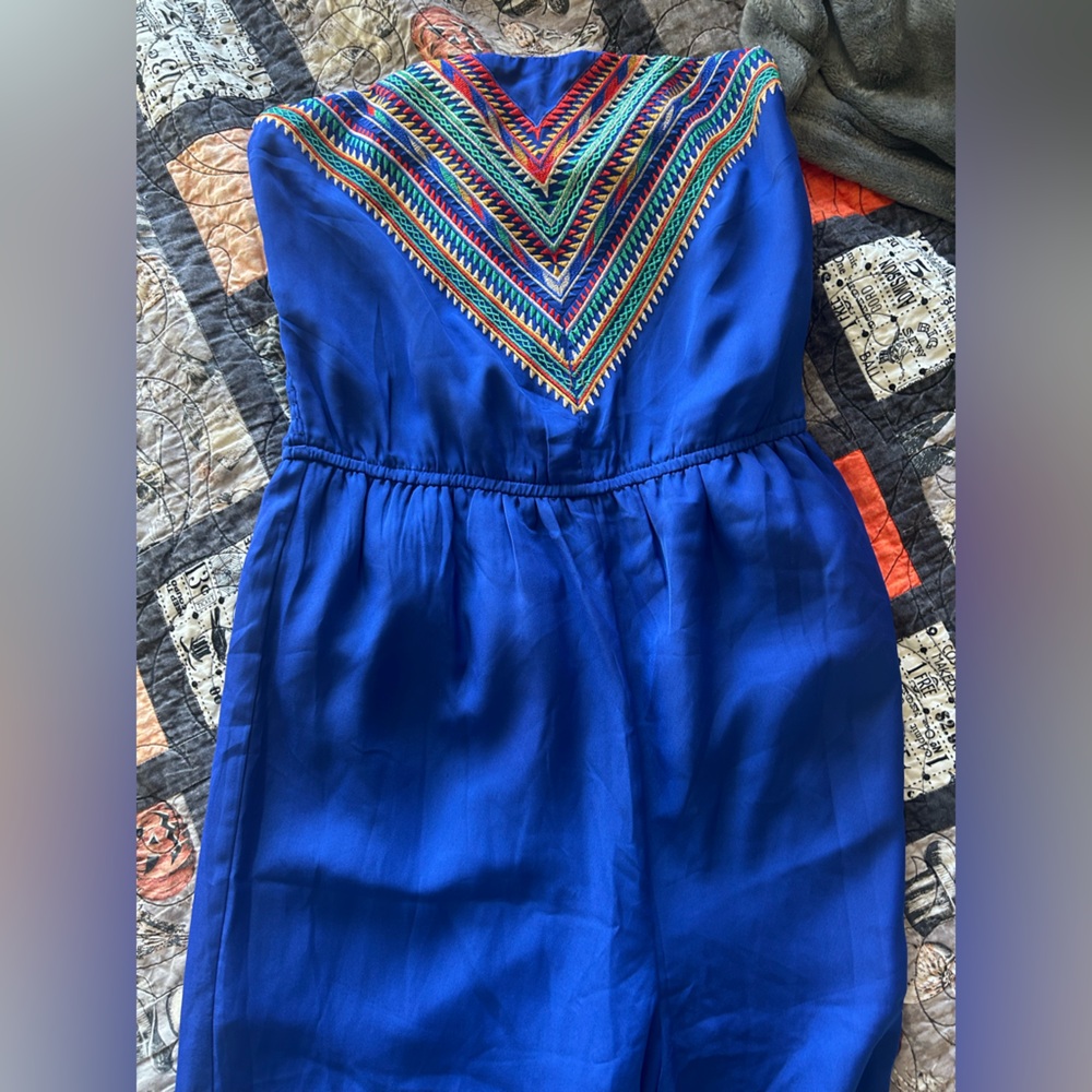 Alya Blue Jumpsuit with Multicolor Embroidery